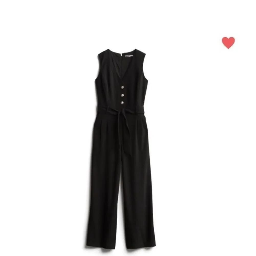 Karl Lagerfeld Black Jumpsuit with Wide Leg Crop Pants- size 8